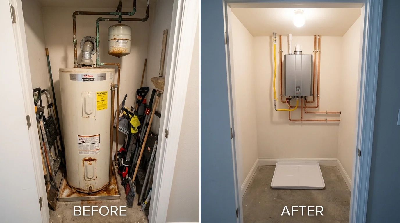 Tank water heater versus wall-mounted tankless unit comparison for Isle of Palms, SC homeowners