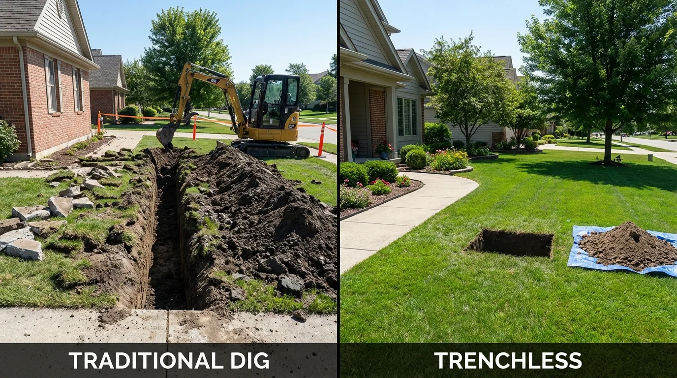 Trenchless sewer repair with minimal yard damage versus traditional excavation in Isle of Palms, SC